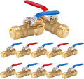 HeSun 12-PCs 1/2 Inch Push Fit PEX Ball Valve, Push-to-Connect Full Port Shut-off Valve for Hot and Cold Water,with 1 Disconnect Clip, PEX,Copper,CPVC, Blue & Red