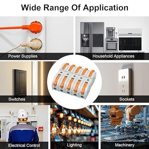 20Pcs Lever Wire Connectors, 1 Conductor Splicing Compact Splitter Docking Terminal Block Electrical Connectors for 26-12 AWG, 600V 32A (Orange)
