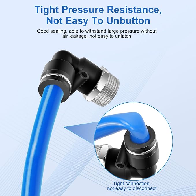 10 Pcs Push to Connect Fittings 3/8 Inch Tube OD x 1/2 Inch NPT Thread Pneumatic Male Elbow Quick Connect Air line fittings