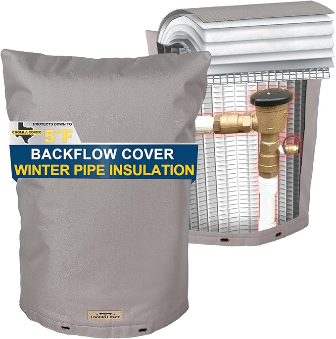 Backflow Preventer Cover Insulated (5˚F) - 18" W x 34" H Backflow Cover for Winter Pipe Freeze Protection - Sprinkler Covers for Outside - Double Wall Insulation Cover Grey