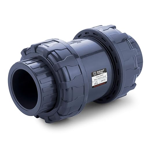 HYDROSEAL Sharkfellow 1 1/2’’ PVC True Union Ball Check Valve with Full Port, ASTM F1970, with EPDM Seals, Corrosion-Free, Service Free, Rated at 200 PSI @73F, Gray, 1 1/2 inch Socket (1 1/2'')