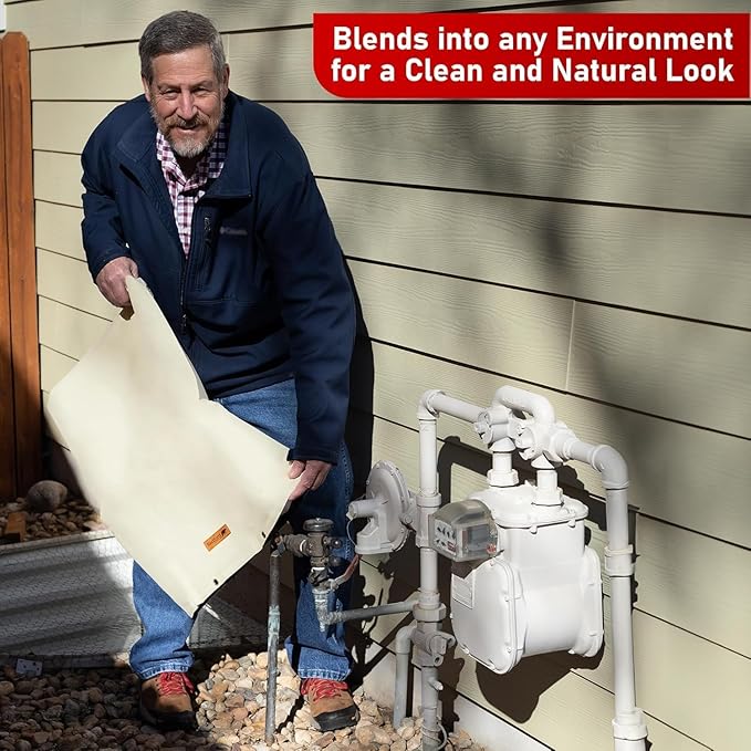 Redford Supply Co. Cold Snap (5°F) Backflow Preventer Insulation Cover, 16"W x 20"H, Pipe Insulation, Water Sprinkler Covers for Outside, Sprinkler Backflow Cover for Winter, Well Pump Bag (Beige)