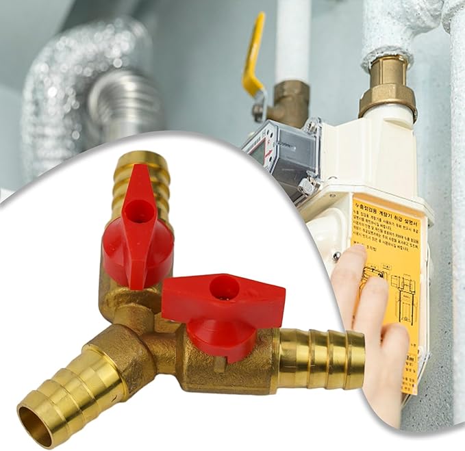3-Way Brass Shut-Off Ball Valve for Fuel, Air, Water, and Gas, 12mm Hose Y-Style Pneumatic Plumbing Fitting