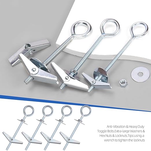 Glarks 15pcs M5 x 75mm O-Shaped Eye Bolt Toggle Anchors Set for Drywall, Toggle Bolts, Butterfly Anchors, Spring Toggle Wing Bolts for Ceiling, Sheetrock, Hollow Wall