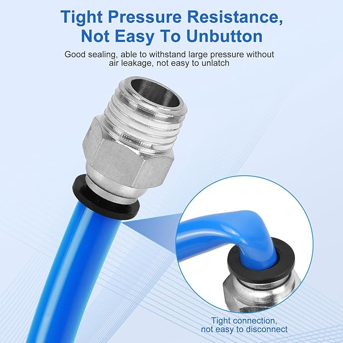 12 Pcs Push to Connect Fittings 1/4 Inch Tube OD x 1/4 Inch NPT Thread Pneumatic Male Straight and Elbow Quick Connect Air line fittings