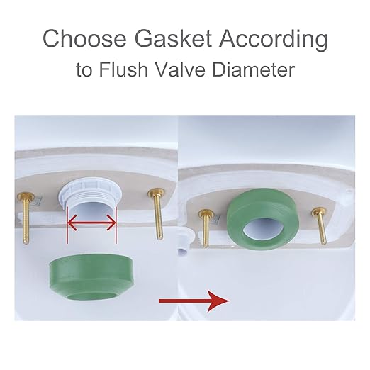 Universal Tank to Bowl Bolts & Gasket Kit, Tank to Toilet Gasket 2 Inch, Solid Brass Hardware Kit Toilet Repair Kit with 2 Pcs Gasket Fits Most 2-Inch/2.5-Inch Flush Valve Opening Toilet Tanks