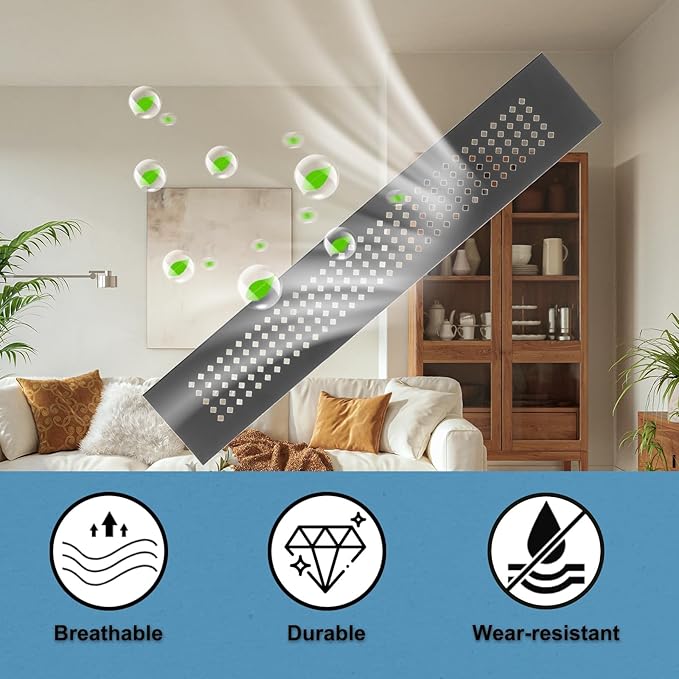 PATIKIL 14 x 2 Inch Door Air Vent Cover, 3 Pcs Aluminum Grille Ventilation Cover Louvered Diamond Hole with Mounting Screws for Cabinet Wardrobe Ceiling Door, Black
