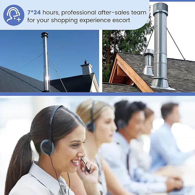 2025 Update Silver Plated High-End Ebusin 10" Extended Roof Bracket Supports Chimney Stove Pipe for DuraVent Triple Wall 6" I.D,Suitable for All Outer Diameters of 10", Stability Against Wind & Snow