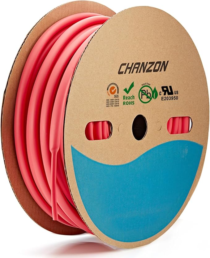 Chanzon 3:1 Ratio - 80ft Roll - Heat Shrink Tubing 5/16" (7.9mm) - Marine Grade Waterproof Adhesive Lined - (25M Total Length) Red Polyolefin Sleeving Wrap Shrinking 3 to 1 Ratio 1pcs