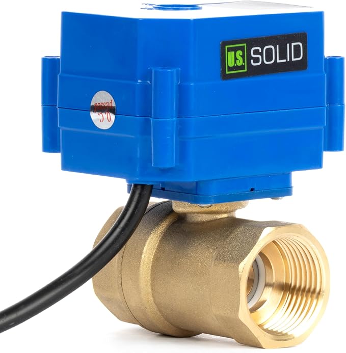 U.S. Solid 1" NPT Motorized Ball Valve with US Plug 110VAC Brass Electrical Ball Valve,Auto Return, Normally Closed, IP65