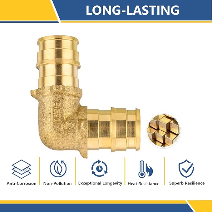 3/4Inch PEX-A Expansion Fittings,F1960 Brass Elbow,PEX Expansion Fittings Elbow For Pex A Tubing（20 PACK)(PEX1960035-20Pack)