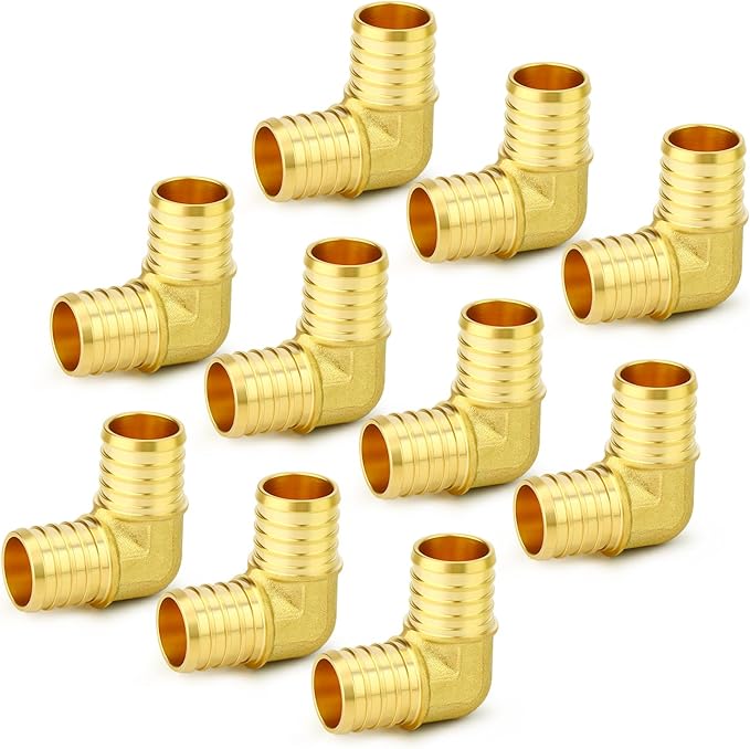GASHER 10Pcs No Lead Brass 1" Pex Elbow Fittings, 1 Inch Pex Fittings for Pex Tubing