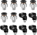 12 Pcs Push to Connect Fittings 3/8 Inch Tube OD x 1/8 Inch NPT Thread Pneumatic Male Straight and Elbow Quick Connect Air line fittings