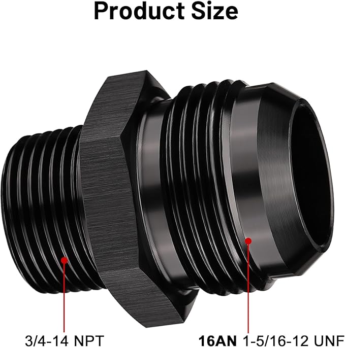 EVIL ENERGY 16AN Male Flare to 3/4" NPT Pipe Fitting Adapter Straight Aluminum Black 2PCS