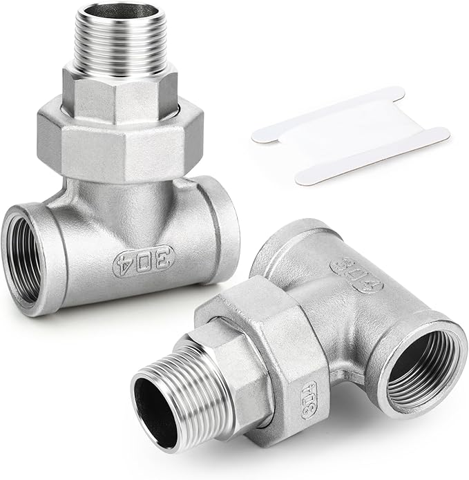 TAISHER 1PCS 304 Stainless Steel 3 Way Tee Union，1/2" NPT Female x 1/2" NPT Male x 1/2" NPT Female Cast Pipe Fitting