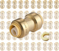 50 Pack 3/4 Inch Pushfit Straight Coupling, PEX Brass Push-fit Coupling with Disconnect Clip, Push-to-Connect Plumbing Fittings for PEX, Copper, CPVC