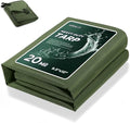 HIRALIY 20 Mil Heavy Duty Waterproof Tarp, 9.5x12ft Green Tarpaulin with Reinforced Webbing Loops, Multipurpose Oxford Fabric Tarp for Firewood, Roof, Camping, Pool