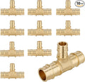(10-Pack YVSKM) 3/4" x 3/4" x 1/2” PEX-A Reducing Tee Expansion Fitting, Lead-Free Brass Full Flow Connector, ASTM F1960 & cUPC Certified for Residential Hot & Cold Water and Radiant Heating Systems