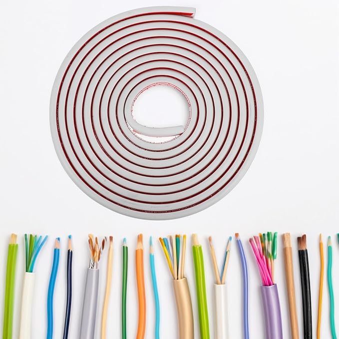 Mipcase PVC Self-Adhesive Cable Raceways Wire Cover 2Cm Wide 5M Cord Organizer for Home Office Wall Cable Management White