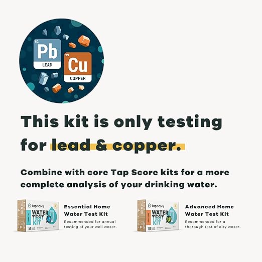 Tap Score Lead & Copper in Water Test Kit | Well or City | Full Report | EPA Certified Drinking Water Labs | #1 Best Home Water Test 2021-24 NYT Wirecutter | 100% Unbiased