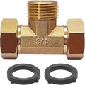 Joywayus 3/4" GHT Female × Male × Female Brass Tee Swivel Pipe Fitting T 3-Way Adapter