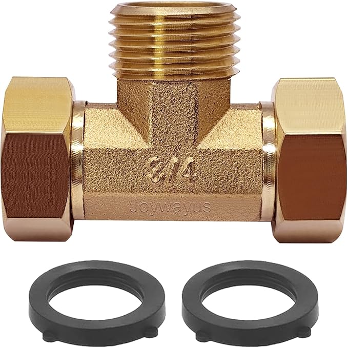 Joywayus 3/4" GHT Female × Male × Female Brass Tee Swivel Pipe Fitting T 3-Way Adapter