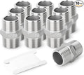 TAISHER 10PCS Cast 304 Stainless Steel Hex Nipple, Pipe Fitting 1/2-Inch Male Pipe x 1/2-Inch Male Pipe