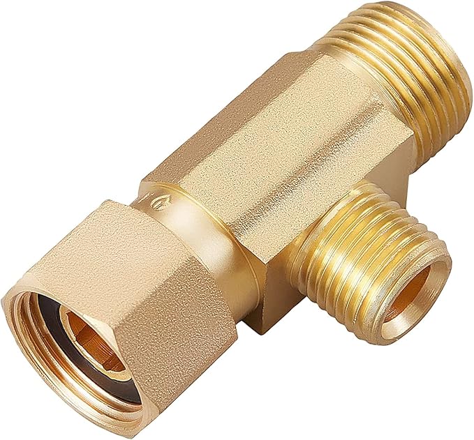 Lead-Free 1 PCS Brass Angle Stop Add-A-Tee Valve 3/8" Female by 3/8 Inch by 1/4-Inch Male T Extender Water Compression Easy Connect Tee (Pack of 1)