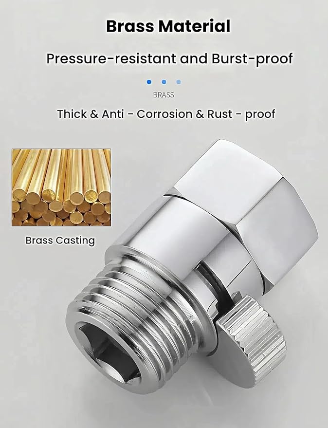 Premium Brass Shower Head Shut off Valve FOGZUVR - G 1/2" Shower Flow Restrictor Leak-Proof & Durable Construction with On/Off Switch for Handheld Shower Head,RV/Wall Mount Shower,Bidet Sprayer