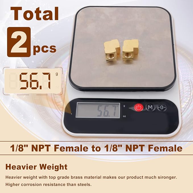 2pcs 1/8" Brass Fittings 90 Degree Barstock Street Elbow 1/8 Inch NPT Female Pipe to 1/8 Inch NPT Female Pipe Fittings Elbow Forged Brass Pipe Fittings