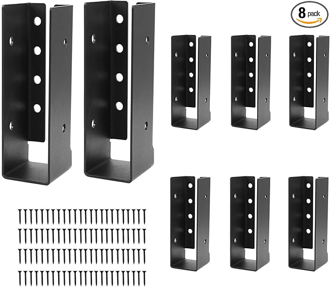 Concealed Joist Hanger 8PCS,2"" x6 Joist Brackets,Framing Bracket,Railing Brackets,Q235B Steel Powder-Coated Joist Bracket Fit for 2"" x6 Beam,Swing, Handrail,Fence