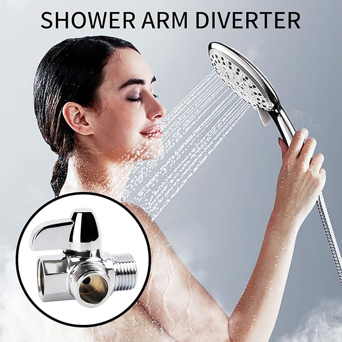 Solimeta Shower Arm Diverter, Shower Hose Attachment for Shower Head, Shower Adapter for Tub Faucet, Chrome