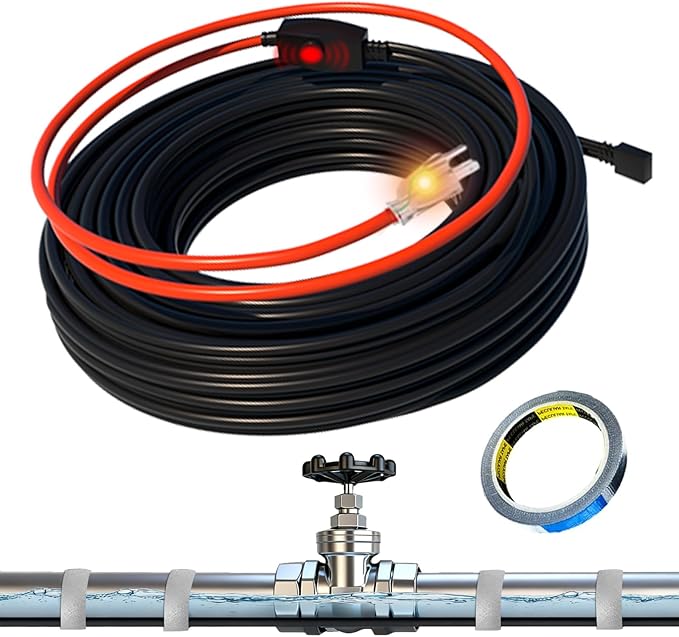 HEATIT Water Pipe Heat Tape Electric Heating Cable Automatic Heat Tape Pipe Freeze Protected Heated Cable 10 Feet