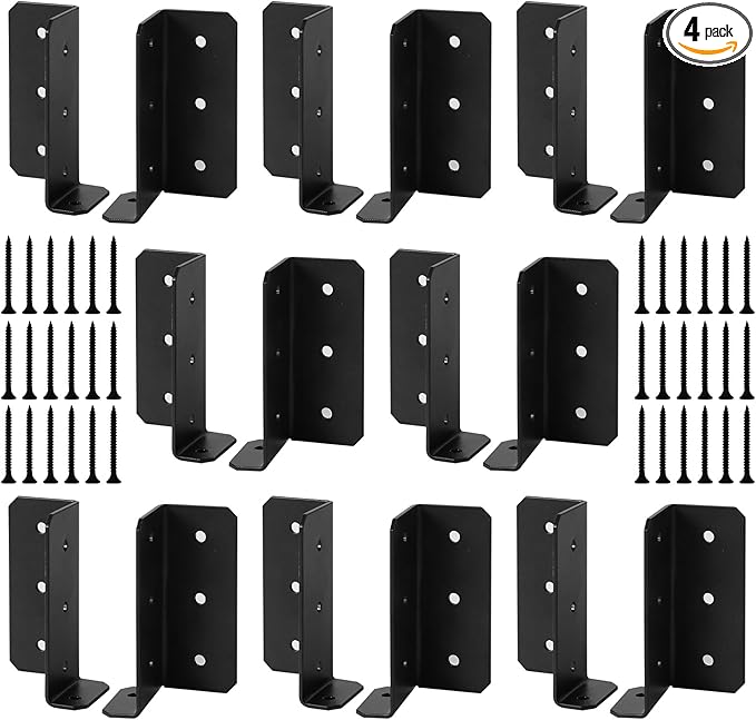 4 Pairs Joist Hangers, 14 Gauge Split Mount Joist Hanger for Wood Carbon Steel Mount Joist Brackets for 2"x4",2"x6", 4"x4" Beam