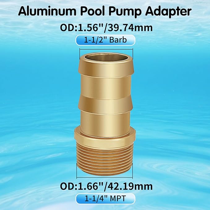 25FT Pool Backwash Hose Kit, 1.5" Lay-Flat Pool Hose Set, 25FT Discharge Pipe Hose for Pool, 1.25" Sump Pump Discharge Hose with 1-1/2" Barb and 1-1/4"FPT Pump Adapters