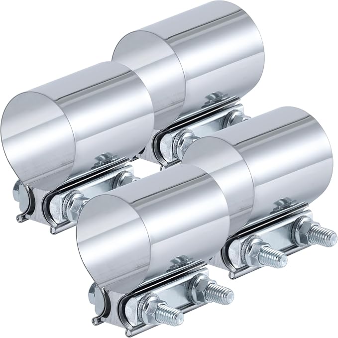 1.75 Inch Exhaust Clamp,1 3/4 Inch Butt Joint Exhaust Muffler Pipe Band Clamp Sleeve Coupler Stainless Steel(4 Pcs)