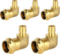 5-Pack HeSun Copper Press Fitting Elbow, 3/4" PRESS X 1/2" PEX-A F1960 Expansion Elbow, LF Brass