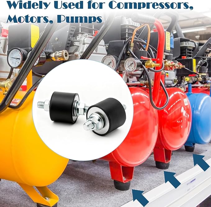 Rubber Vibration Isolator Mounts, 40 x 30mm Shock Absorber Rubber Mounts, with M10 x 23mm Studs 4 Pcs