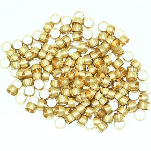 Beduan Brass Compression Fitting, Compression Sleeve Fitting Ferrule Sleeve 1/4" Tube OD (Pack of 40)