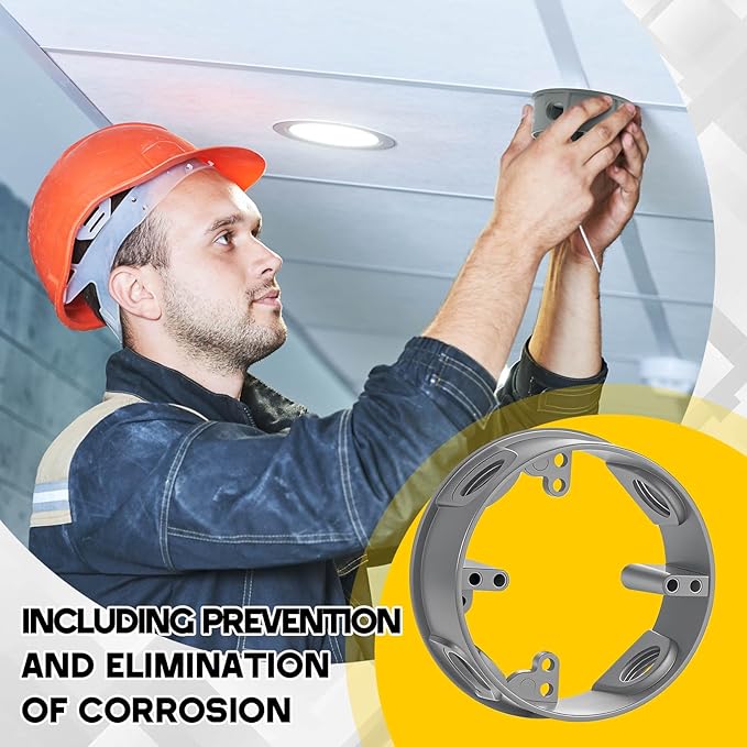 Juexica 2 Pcs 1/2-inch 4 Hole 4 Inch Round Sealproof Electrical Boxes Extenders Round Weatherproof Extension Junction Box Extender Ring 16. 5 Cu. in. Capacity(Gray)