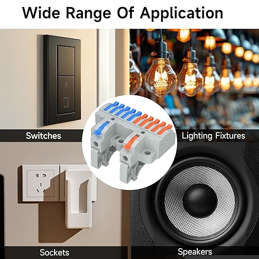 3Pcs Lever Wire Connectors, 2 in 10 Out, Push-in, 4-2.5 mm² Quick Wiring DIN Terminal Blocks, 36Pcs Wire Ferrules Terminals & 6.89 Inch DIN Rail Included