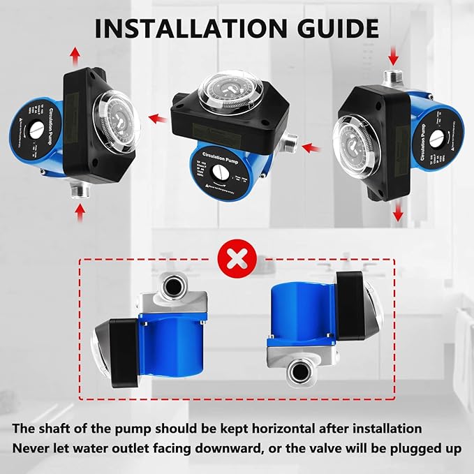 RAMATA Instant Hot Water Recirculating Pump System Kit For Tank Water Heater Recirculation Circulation Circulating Water Pump with Adjustable Hot Water Recirculating Valve Kit (Not Tankless)