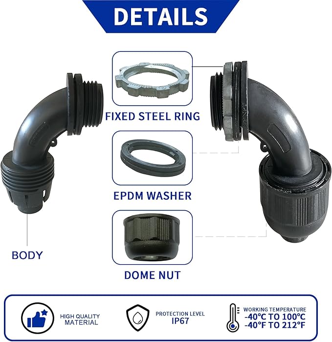 (1/2" Dia * 25 Feet) Yariwiz Black Special Extra Flexible Electrical Conduit Liquid Tight PVC Conduit Kit with 3 PCS Coupling, 3 PCS Elbow and 7 PCS Strap, Sealtight Seal Flex Liquidtight Wire