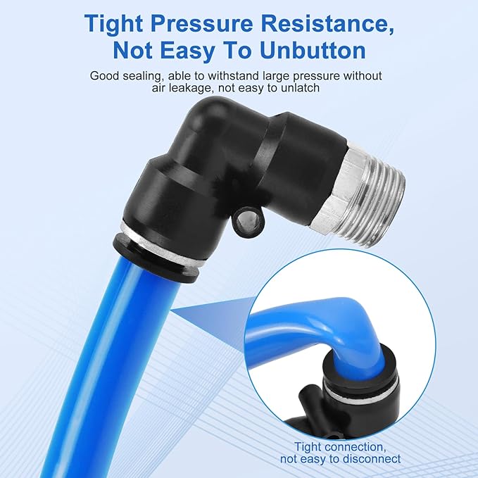 10 Pcs Push to Connect Fittings 3/8 Inch Tube OD x 3/8 Inch NPT Thread Pneumatic Male Elbow Quick Connect Air line fittings