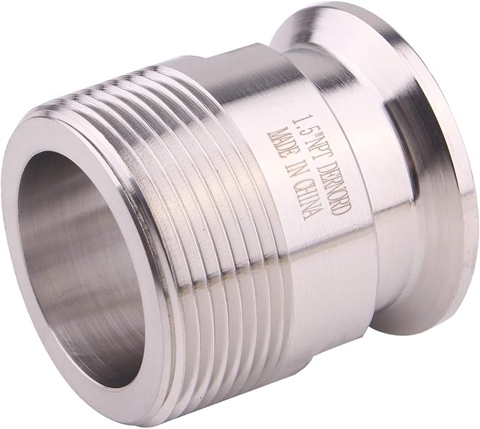 DERNORD 1.5''Tri clamp Adapter to 1.5 inch MNPT Thread Ferrule Sanitary Pipe Fitting