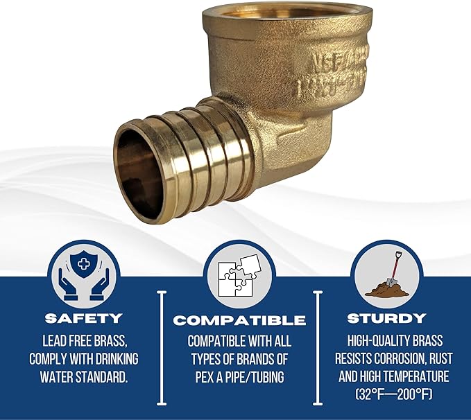 XFITTING 1 Inch Pex x 1 Inch Pex Female NPT Elbow, 5 Pieces