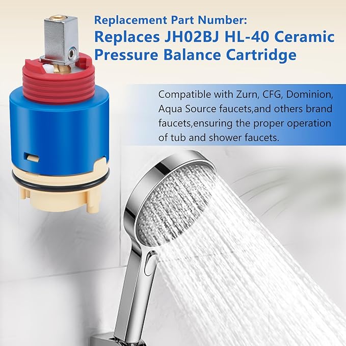 JH02BJ HL-40 Ceramic Pressure Balance Cartridge Replacement for Zurn, CFG, Dominion, Aqua Source, and More, 40mm Shower Faucet Cartridge