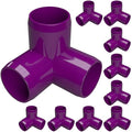 FORMUFIT 1/2” 3-Way Elbow Furniture Grade PVC Fitting in Purple, Made in USA, UV-Resistant, Impact-Proof, 0.840” Actual Socket Diameter (Pack of 10)