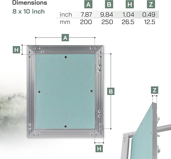 Vent Systems 8" x 10" Inch Access Panel for Drywall and Ceiling, Wall, Electrical, Plumbing Cover Plate - Mount Drywall Access Panel - Metal Crawl Space Door Panel for Home, Garage, Basement, Attic