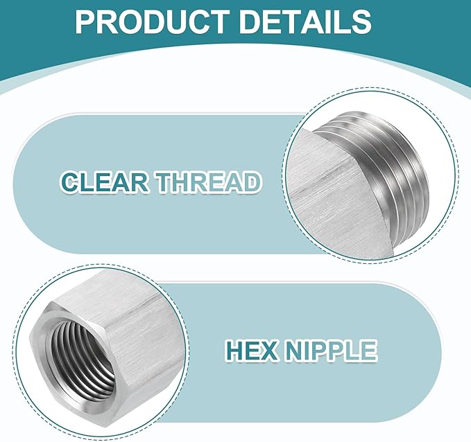 uxcell Pipe Fitting Reducing Adapter, G1/2" Male x 1/2" NPT Female 304 Stainless Steel Reducer Connector for Water Oil Air Pressure Gauge, Silver